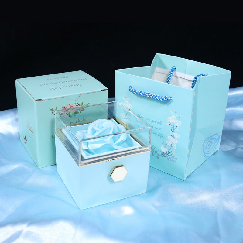 Rotating Soap Flower Rose Gift Box and Jewelry for Women