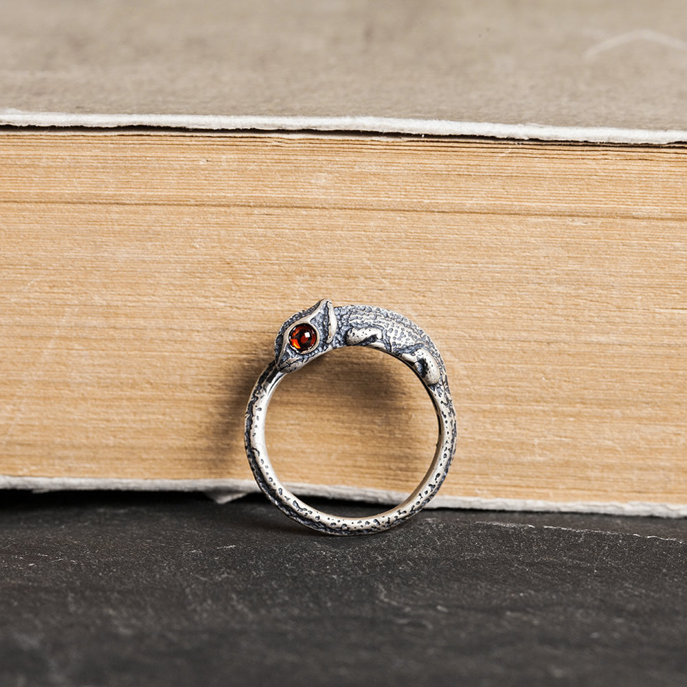 Sterling silver chameleon ring lizard with adjustable opening