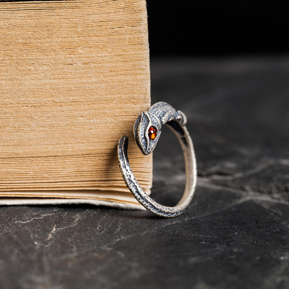 Sterling silver chameleon ring lizard with adjustable opening