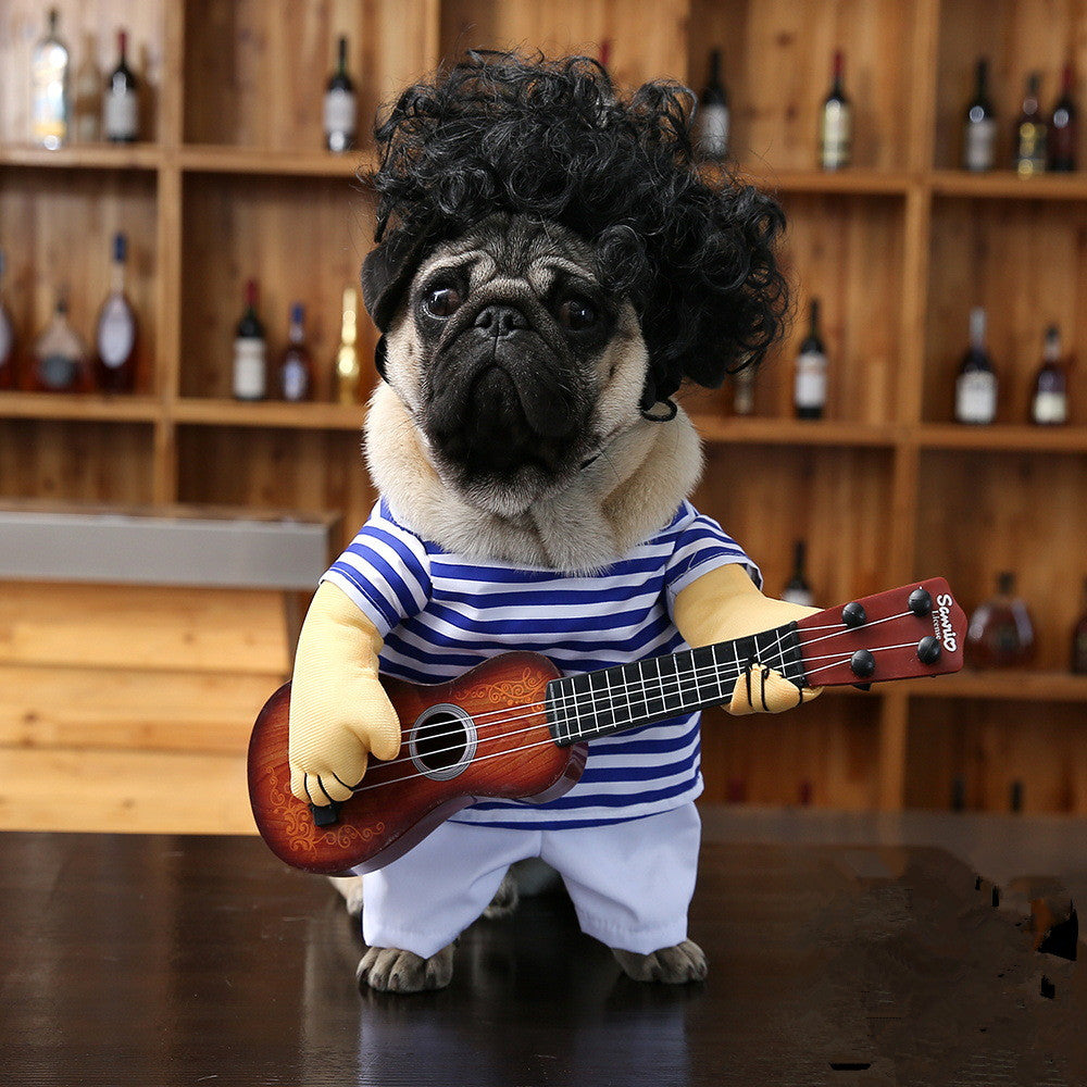 Pet dog guitarist dress-up outfit