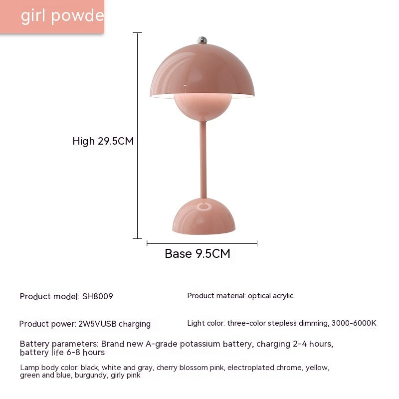 Mushroom Table Lamp Desk Lamp Touch Portable Lamp LED Rechargeable Night Light