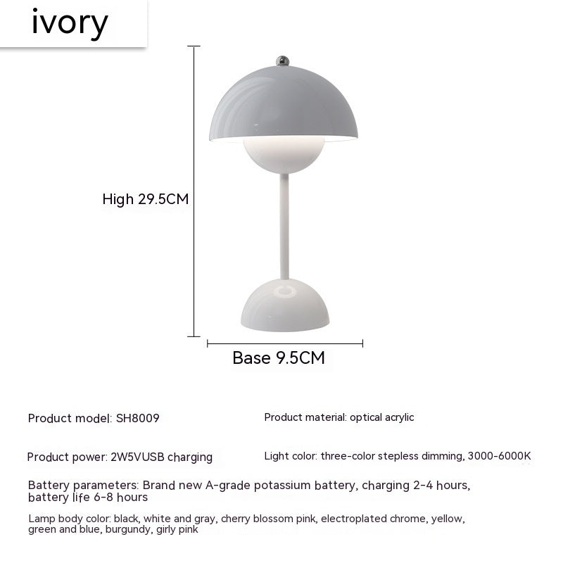 Mushroom Table Lamp Desk Lamp Touch Portable Lamp LED Rechargeable Night Light