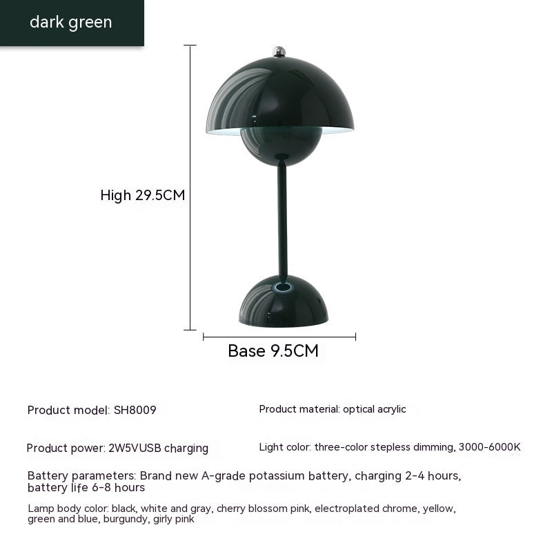 Mushroom Table Lamp Desk Lamp Touch Portable Lamp LED Rechargeable Night Light