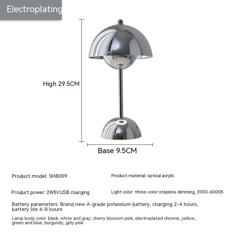 Mushroom Table Lamp Desk Lamp Touch Portable Lamp LED Rechargeable Night Light