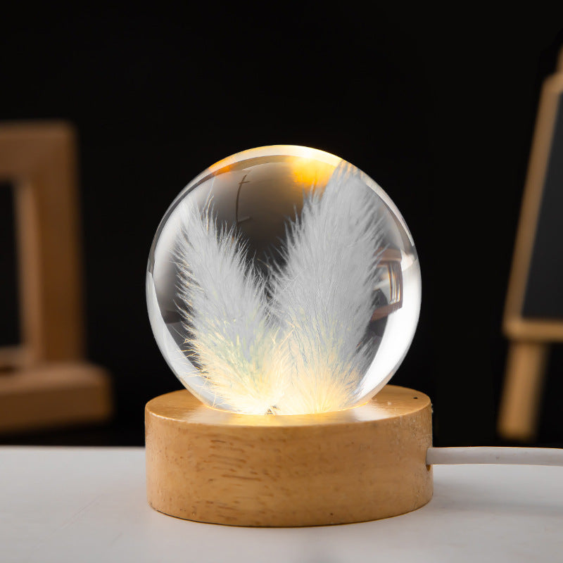 LED Night Light Flower Crystal Ball Bedroom Ambient Light Creative Gift