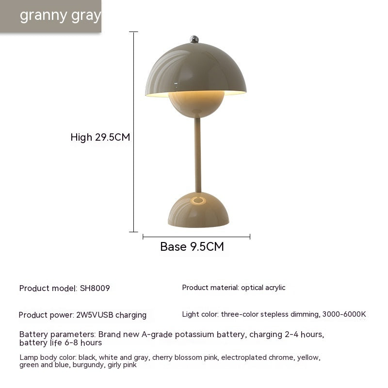 Mushroom Table Lamp Desk Lamp Touch Portable Lamp LED Rechargeable Night Light