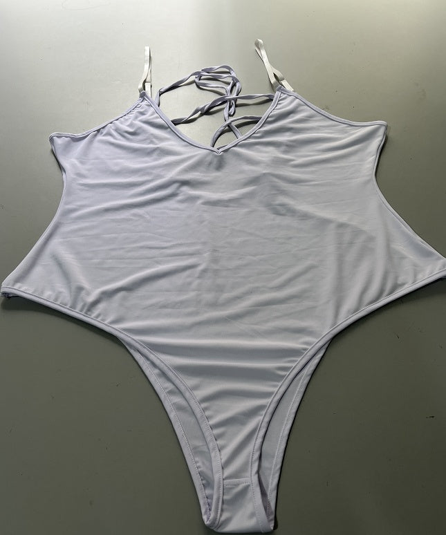 Summer Bikini Backless String Large Size Sexy Solid Color Triangle One-piece Swimsuit Women's Clothing