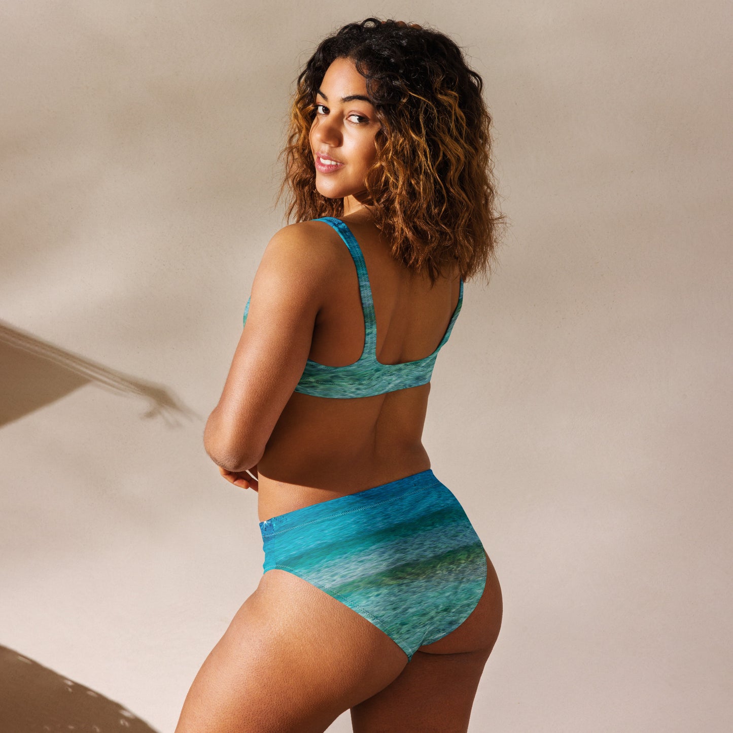Eco-friendly Blue Beach high-waisted bikini