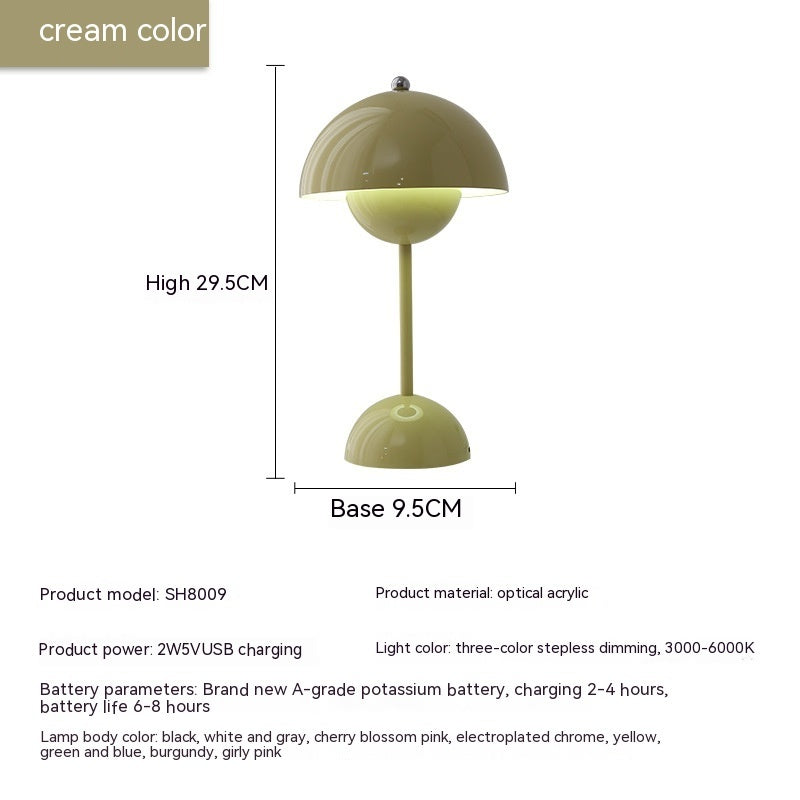 Mushroom Table Lamp Desk Lamp Touch Portable Lamp LED Rechargeable Night Light
