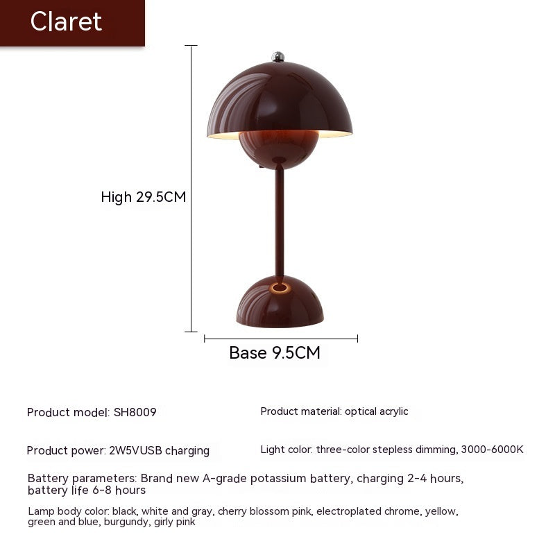 Mushroom Table Lamp Desk Lamp Touch Portable Lamp LED Rechargeable Night Light