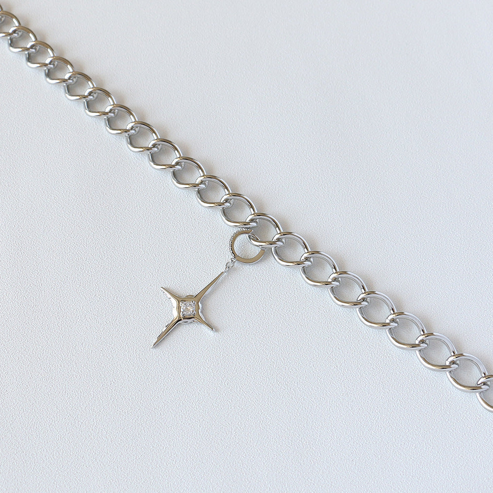 Metallic Cold Wind Cross Pendant Clavicle Chain Necklace
