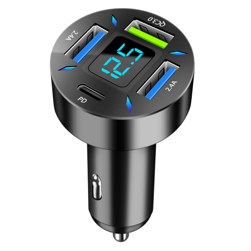 Four-port USB Digital Screen Car Charger