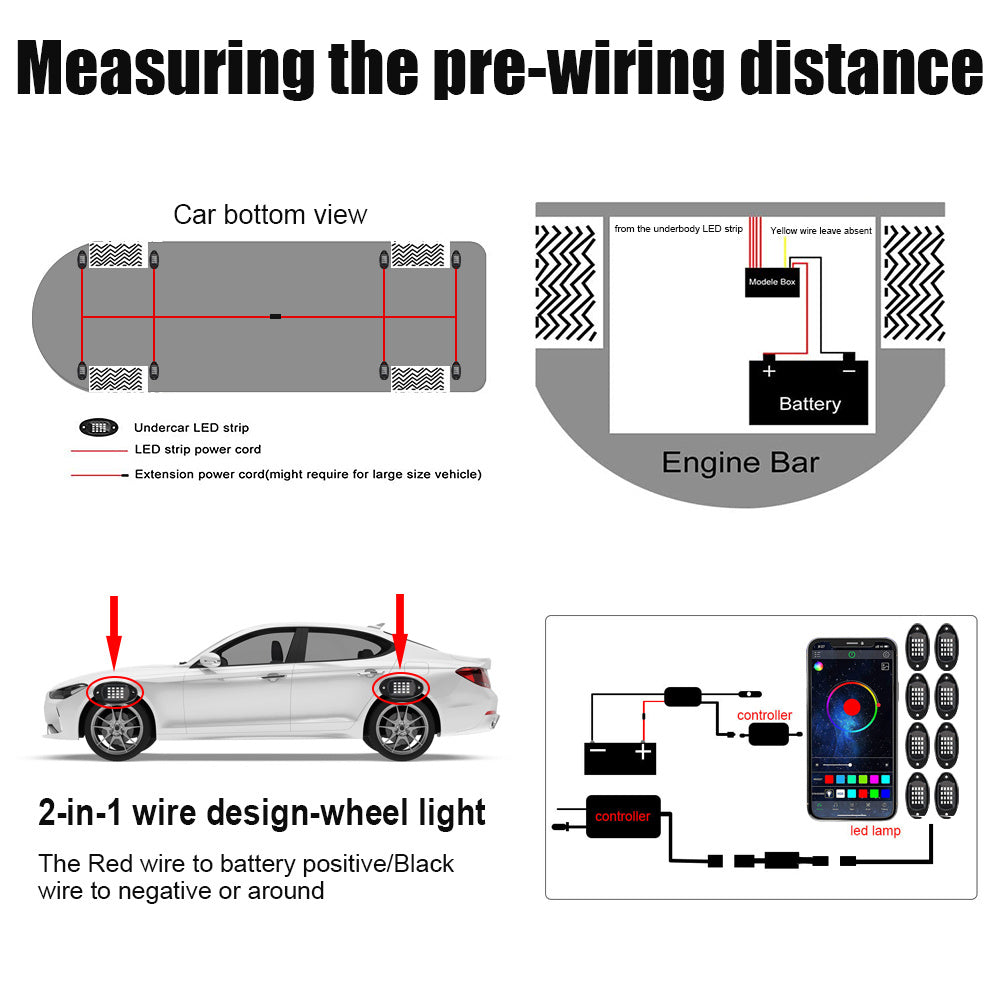 LED Car Atmosphere Chassis Lights RGB Colourful Music Rhythm Lamp