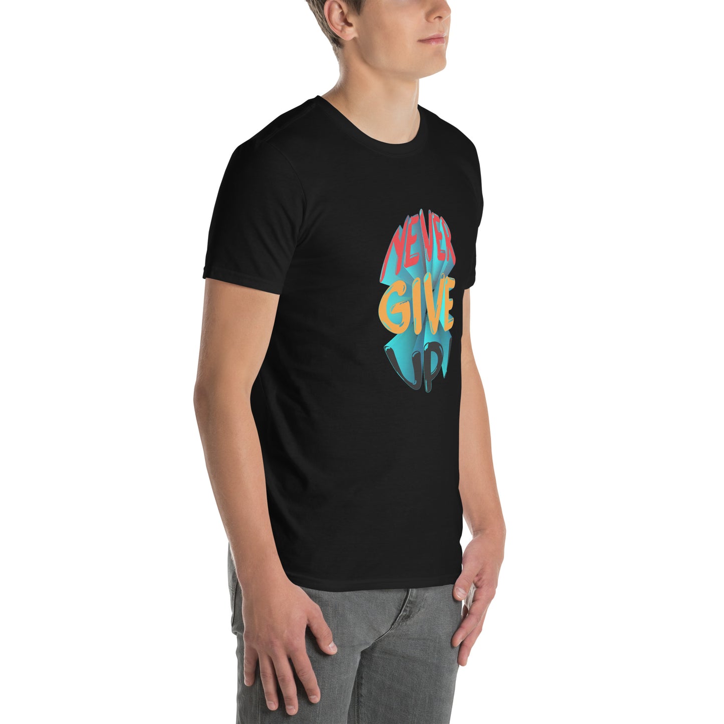 Never Give up Embroidered Short-Sleeve T-Shirt