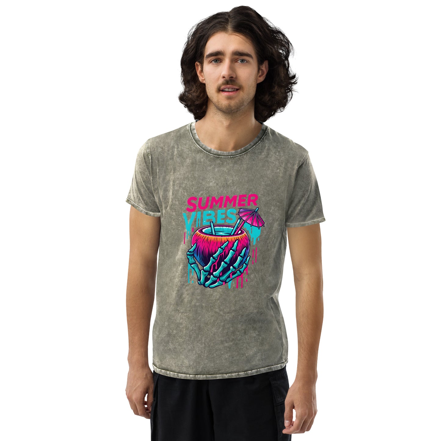 Crazy Summer Vibes Drink Denim T-Shirt