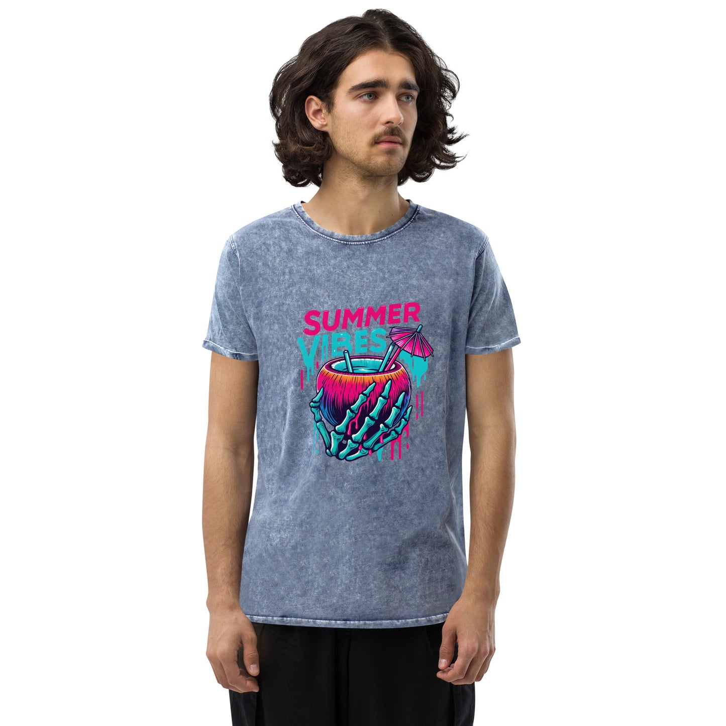Crazy Summer Vibes Drink Denim T-Shirt