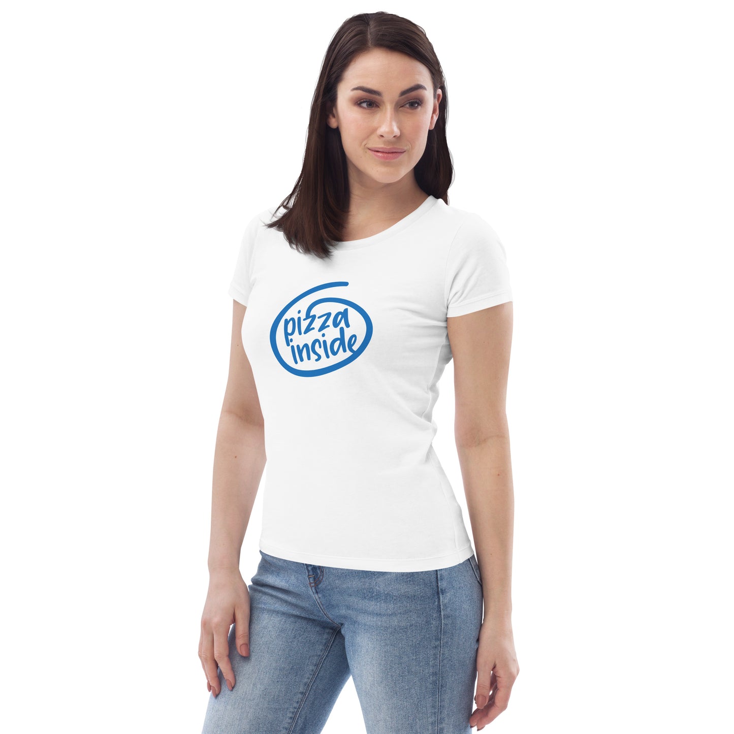 Women's Pizza Inside Fitted Eco tee