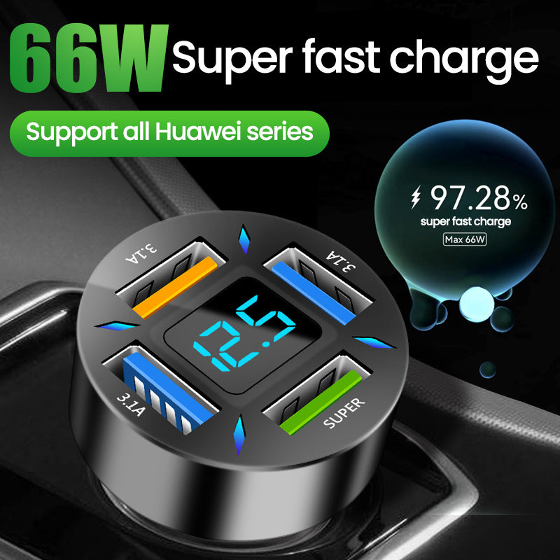 Quick Universal Transfer Plug Multi-function Super Fast Car Charger USB 4 Port