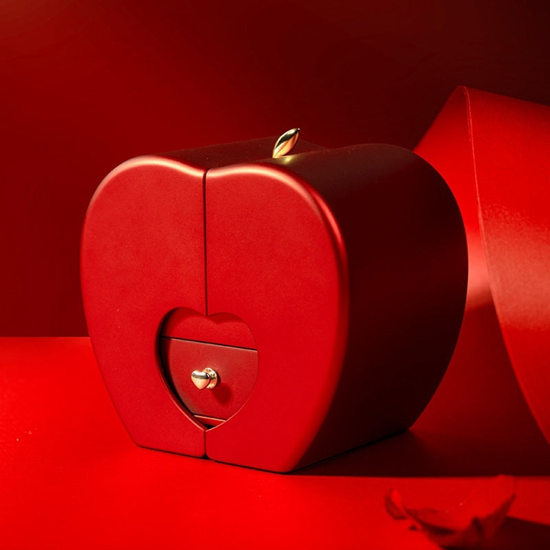 Red Apple Box, Necklace and Eternal Rose for Mother's Day