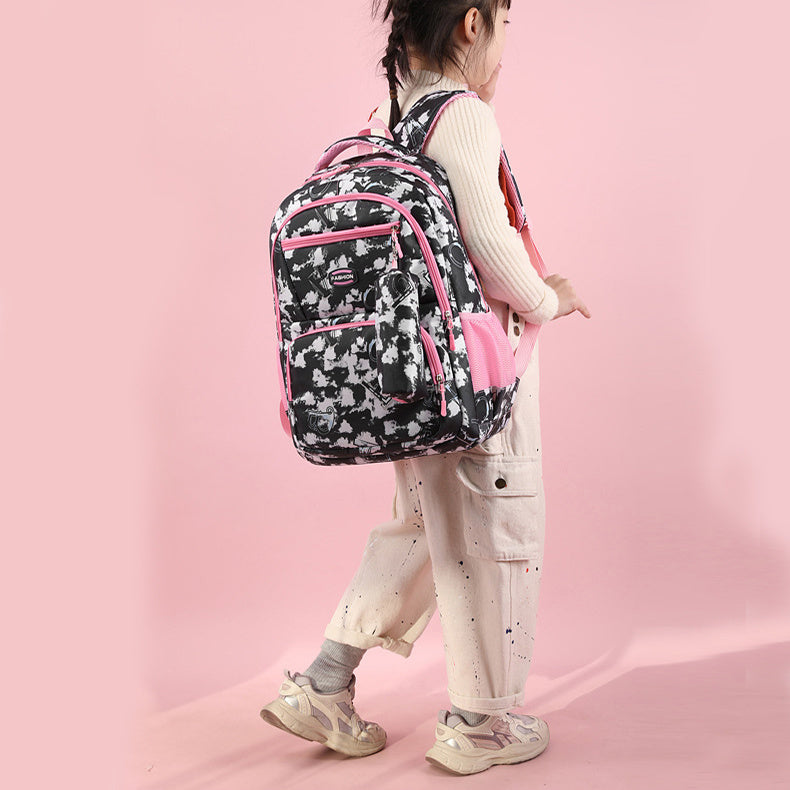 New Letter Print Backpack With Pencil Case Fashion Sweet Primary School Students Schoolbag For Girls Boys