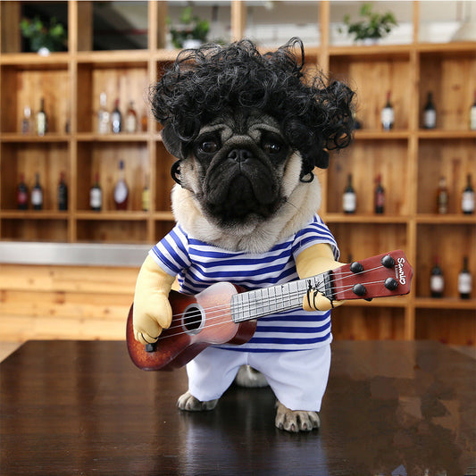 Pet dog guitarist dress-up outfit