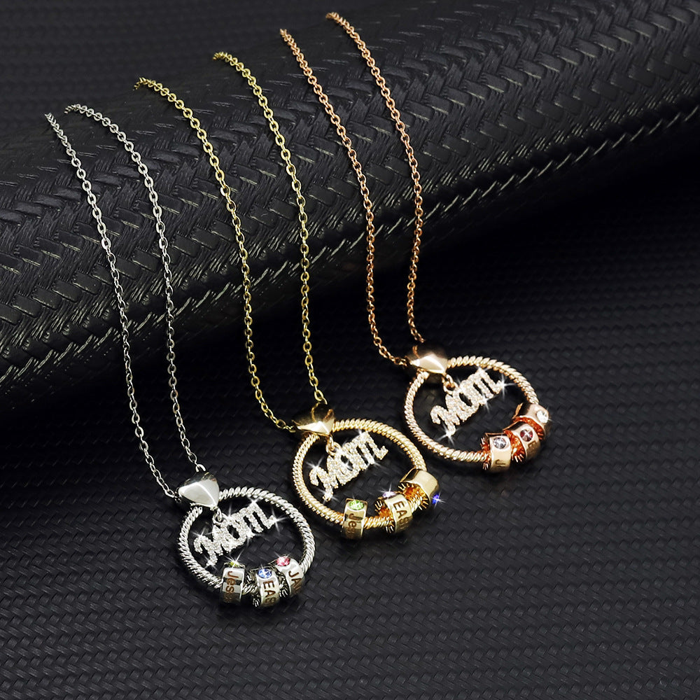 Mothers Day Gift custom Necklaces 12 Color Birthday Stone Necklace with Name and Diamonds