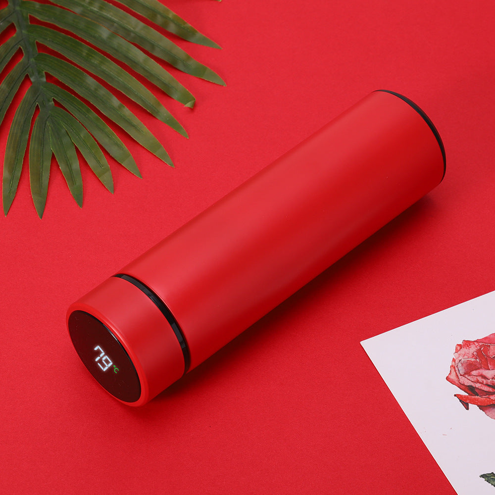 Smart Thermos Cup Temperature Measurement Double-layer Stainless Steel Touch Temperature Display Men And Women Water Cup Gifts Customized Lettering