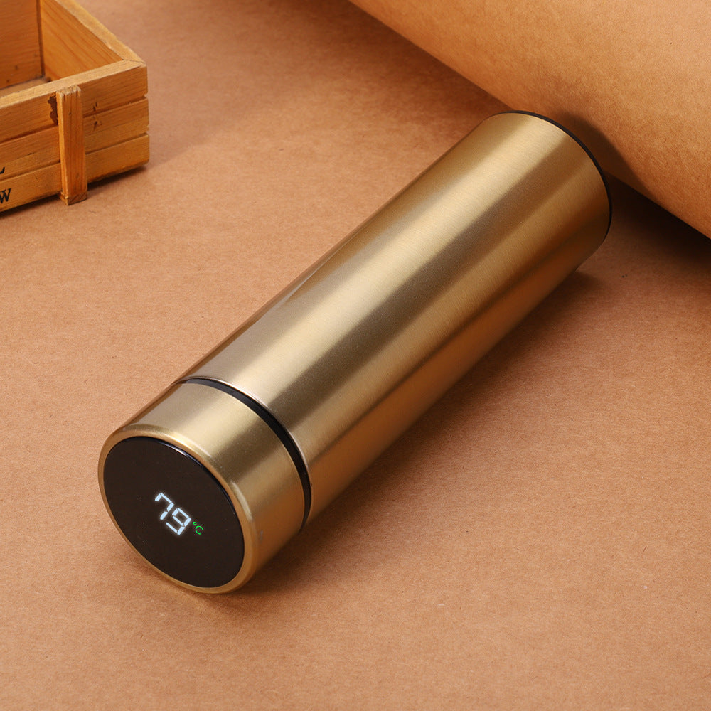 Smart Thermos Cup Temperature Measurement Double-layer Stainless Steel Touch Temperature Display Men And Women Water Cup Gifts Customized Lettering