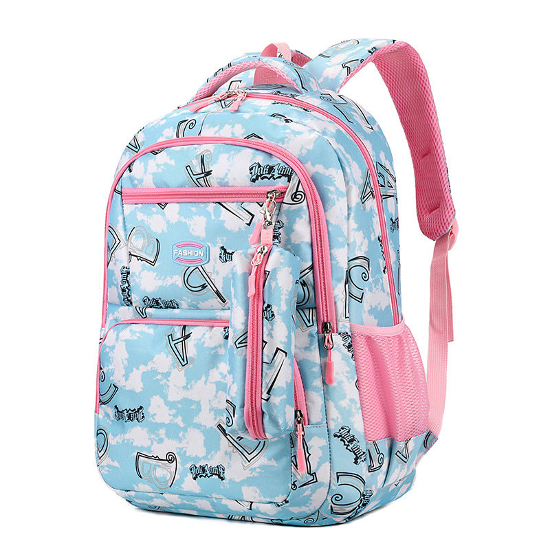 New Letter Print Backpack With Pencil Case Fashion Sweet Primary School Students Schoolbag For Girls Boys