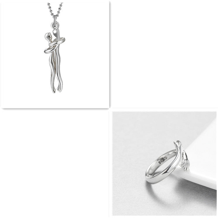 Love Hug Necklace Couple Jewellery Clavicle Chain Pendant Gift