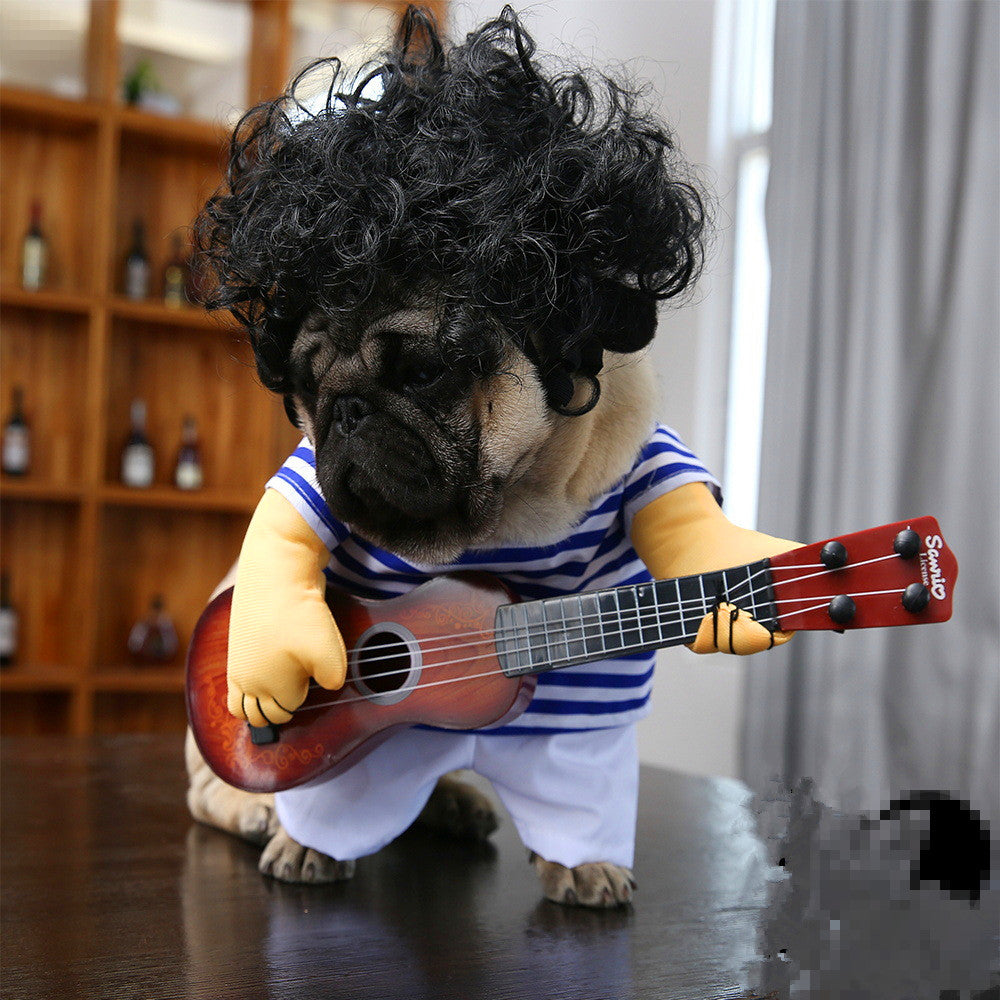 Pet dog guitarist dress-up outfit