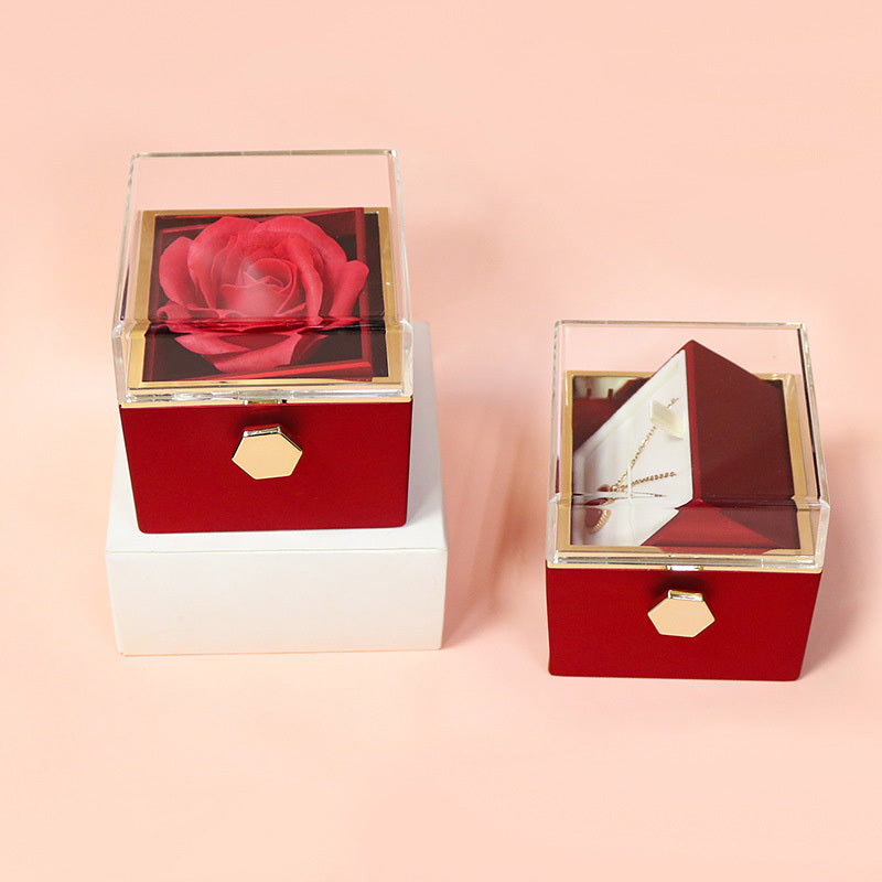 Rotating Soap Flower Rose Gift Box and Jewelry for Women
