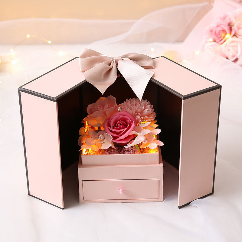 Mothers Day Gift Pink Double Door Rose Gift Box Jewelry Creative Decorate Boxes