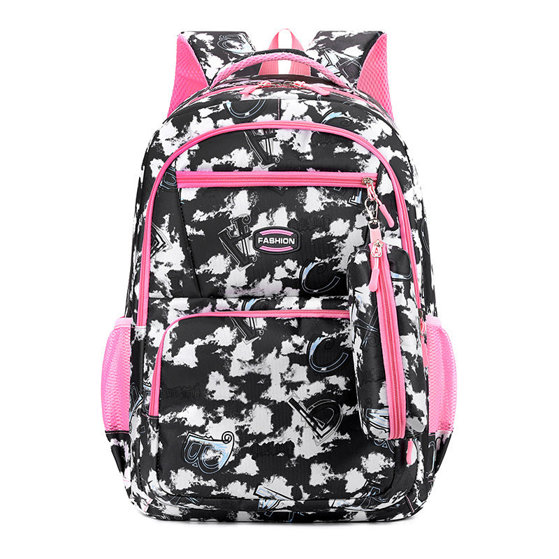 New Letter Print Backpack With Pencil Case Fashion Sweet Primary School Students Schoolbag For Girls Boys