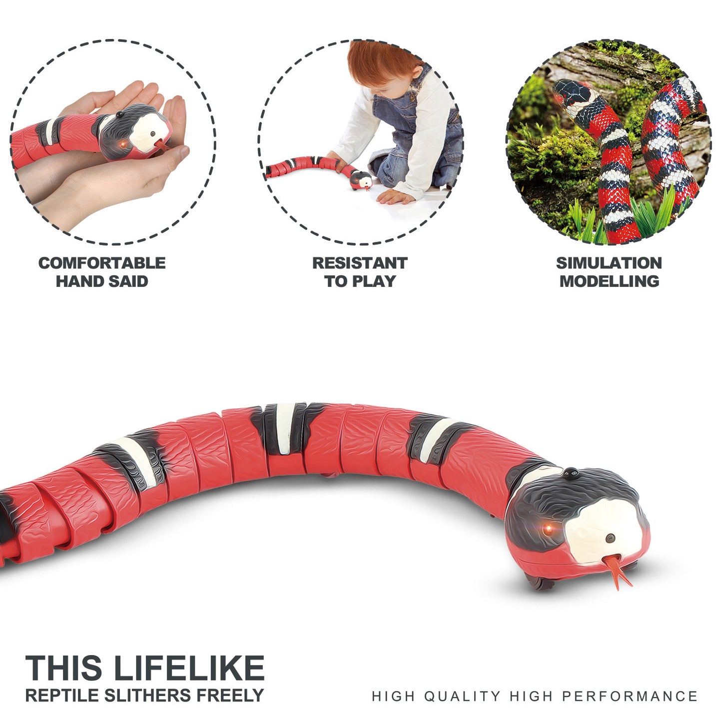 Smart Sensing Tricky Snake Interactive Cat Toys Automatic Electronic Snake Cat Teaser Play