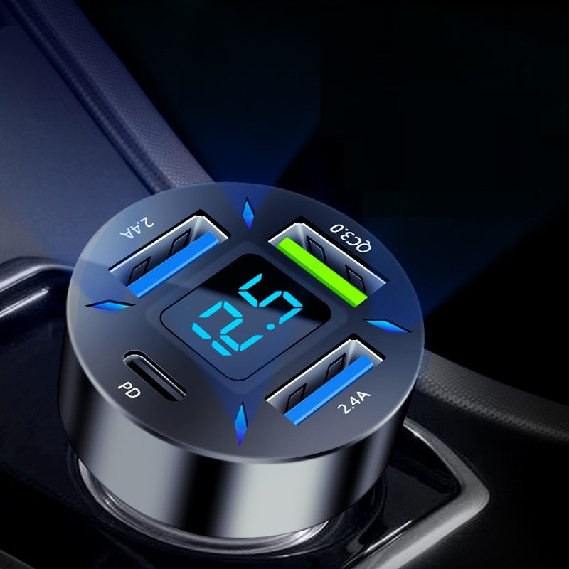 Four-port USB Digital Screen Car Charger