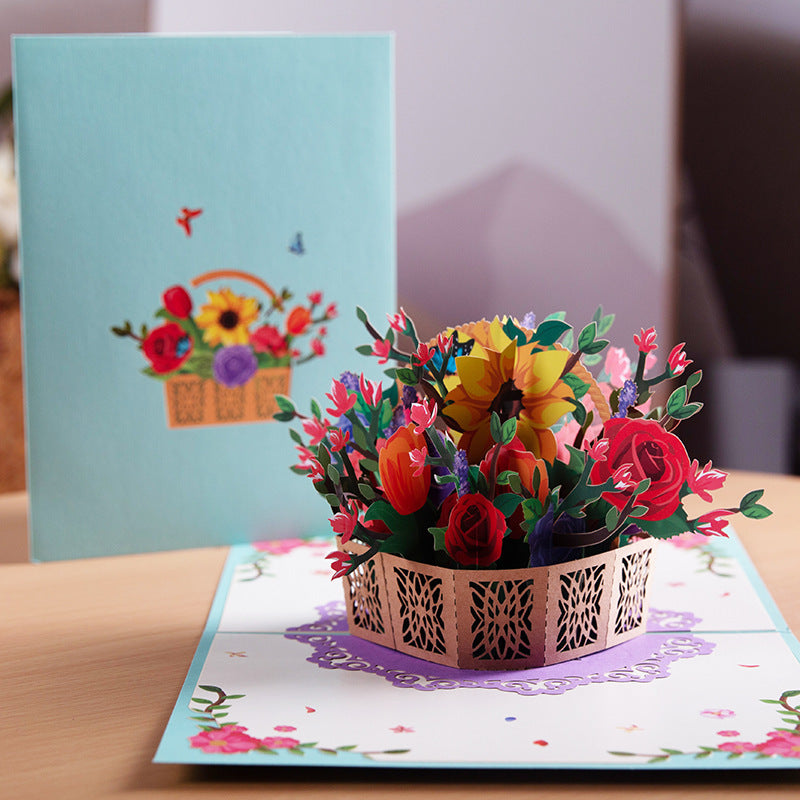 3D Popup Flower Bouquet Cards Gifts for Mothers Day