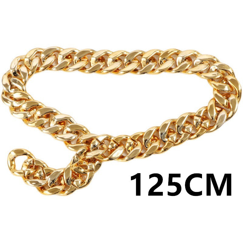 Street Personality Metal Gold Thick Wide Waist Chain Decoration
