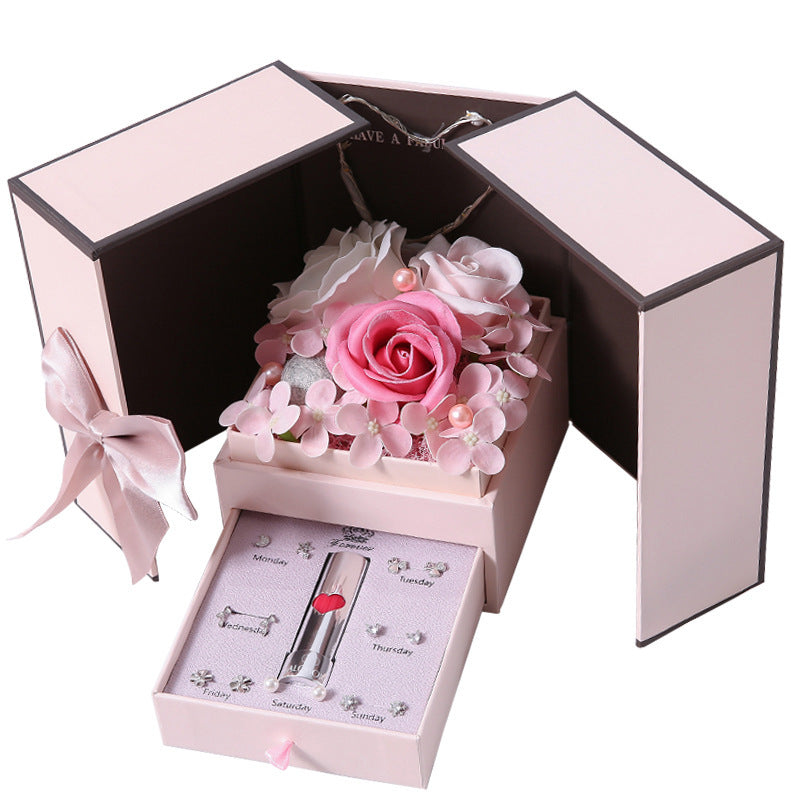 Mothers Day Gift Pink Double Door Rose Gift Box Jewelry Creative Decorate Boxes