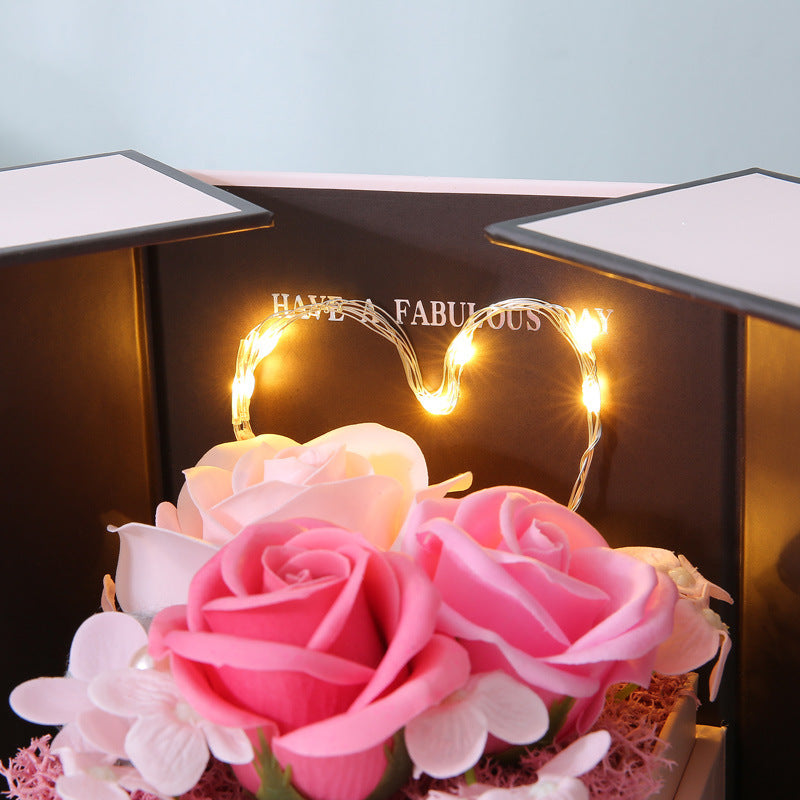 Mothers Day Gift Pink Double Door Rose Gift Box Jewelry Creative Decorate Boxes