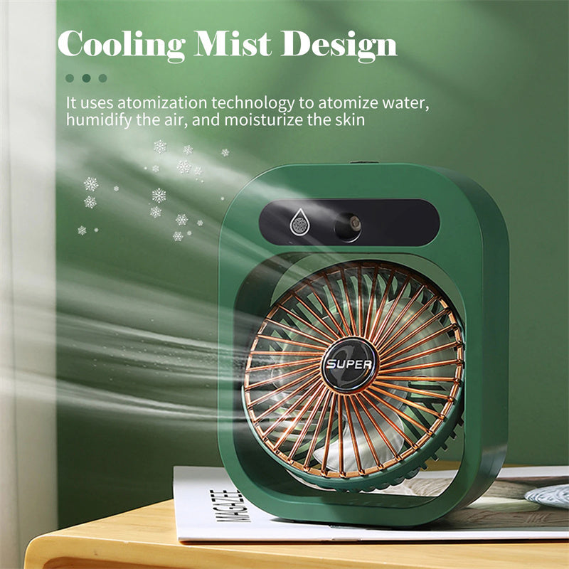 Air Conditioning Fan Desk Misting Fan Air Cooler Cooling USB Rechargeable Humidifier Portable Spray Fan With 3 Wind Speeds Mist Fan