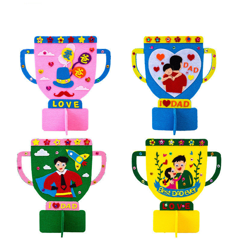 Children Handmade DIY Non Woven Father's Day Trophy