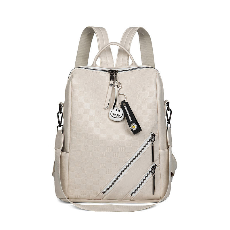 Fashion Checkerboard Backpack Casual Shoulder Bag All-match Shopping Travel Bags For Women