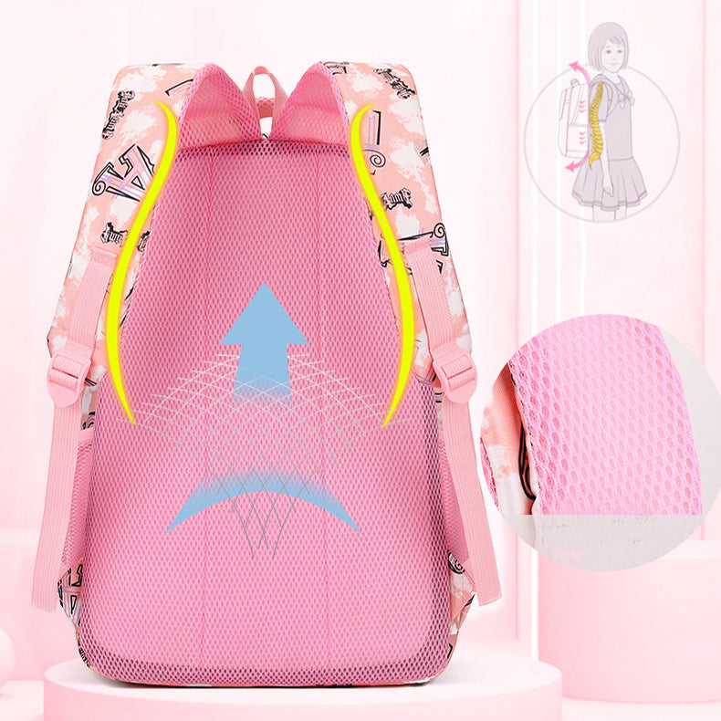 New Letter Print Backpack With Pencil Case Fashion Sweet Primary School Students Schoolbag For Girls Boys