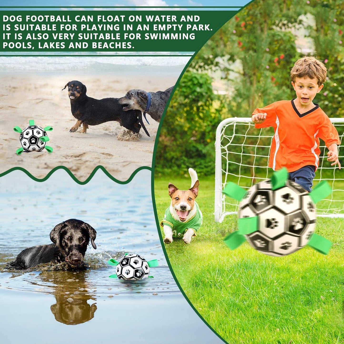 Dog Toys Interactive Pet Football Toys with Grab Tabs Dog Outdoor Soccer training