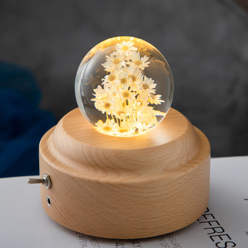 LED Night Light Flower Crystal Ball Bedroom Ambient Light Creative Gift