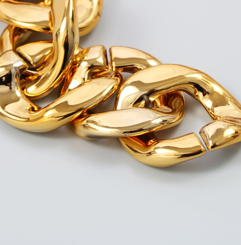 Street Personality Metal Gold Thick Wide Waist Chain Decoration