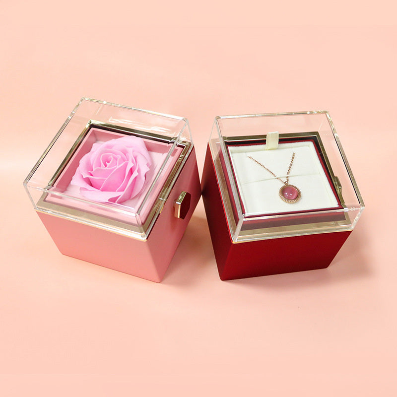 Rotating Soap Flower Rose Gift Box and Jewelry for Women
