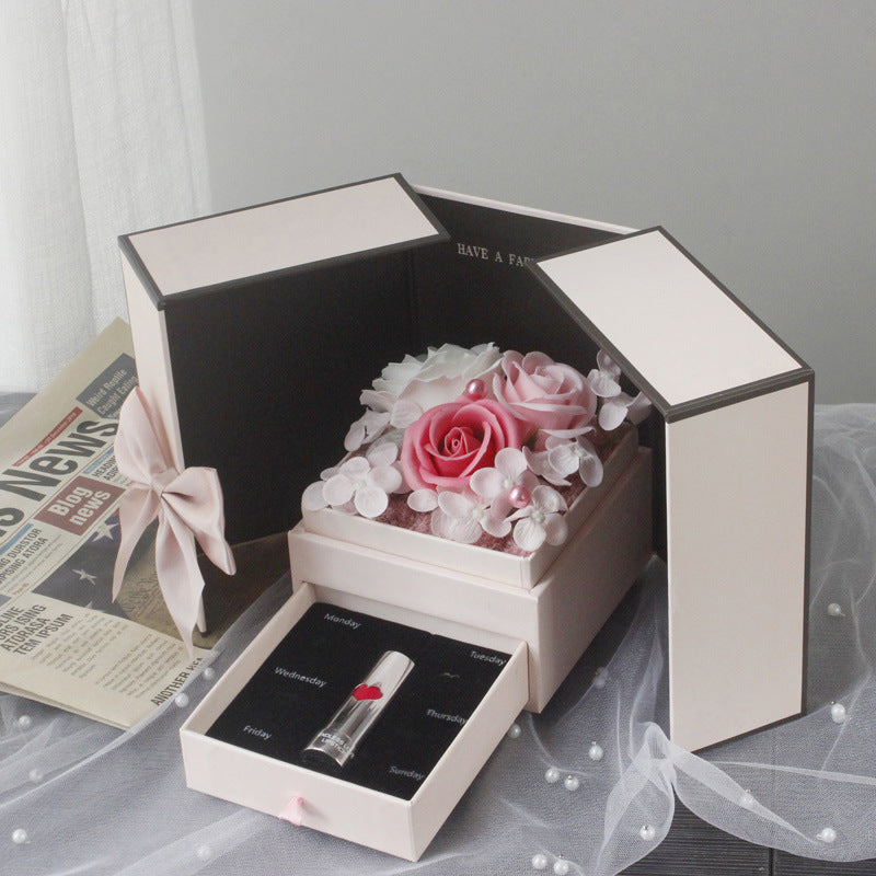 Mothers Day Gift Pink Double Door Rose Gift Box Jewelry Creative Decorate Boxes