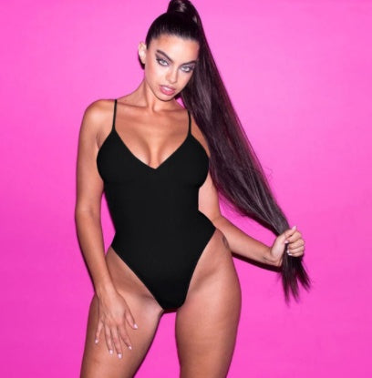 Summer Bikini Backless String Large Size Sexy Solid Color Triangle One-piece Swimsuit Women's Clothing